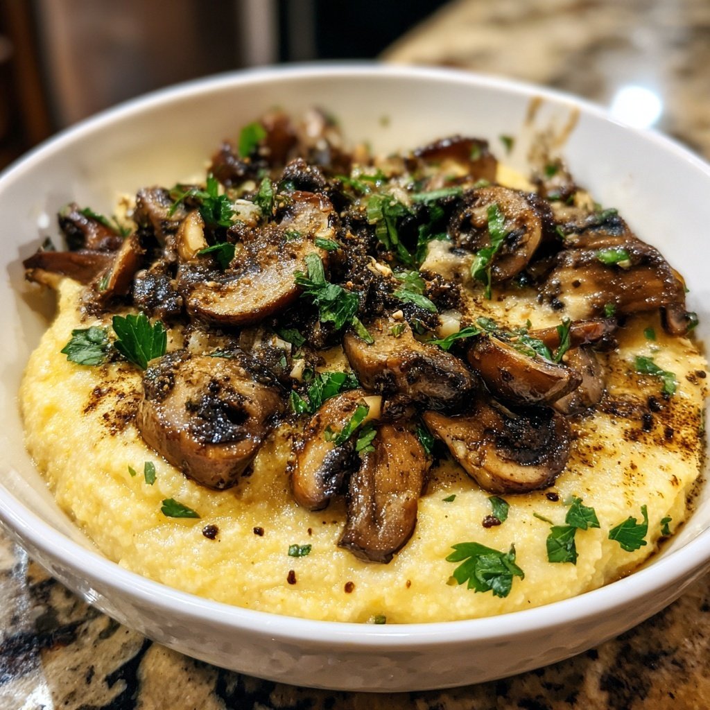 Romantic Creamy Polenta with Mushrooms