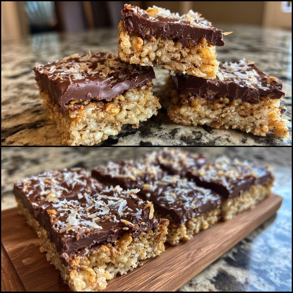 Chocolate Coconut Rice Snack Squares