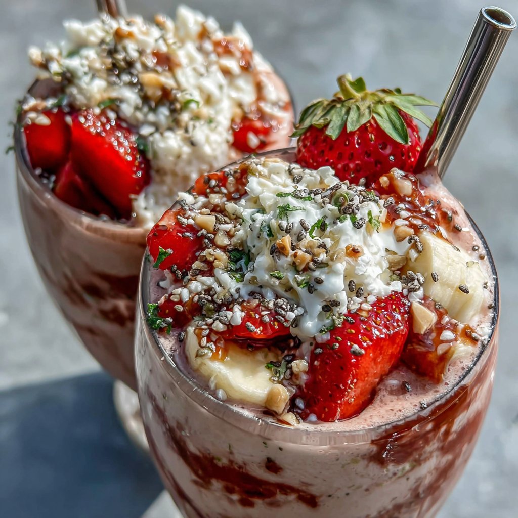 Strawberry Banana Cottage Cheese Smoothie