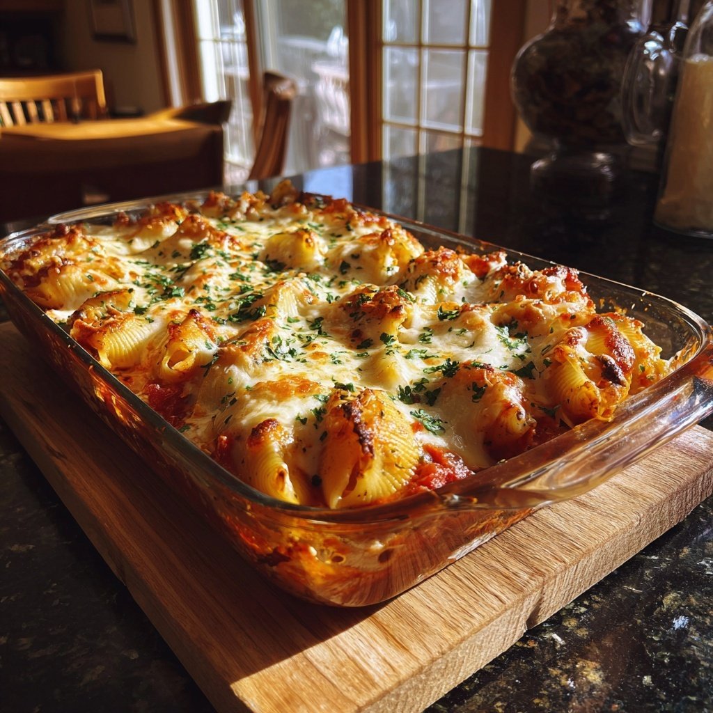 Shredded Chicken And Cheese Stuffed Shells