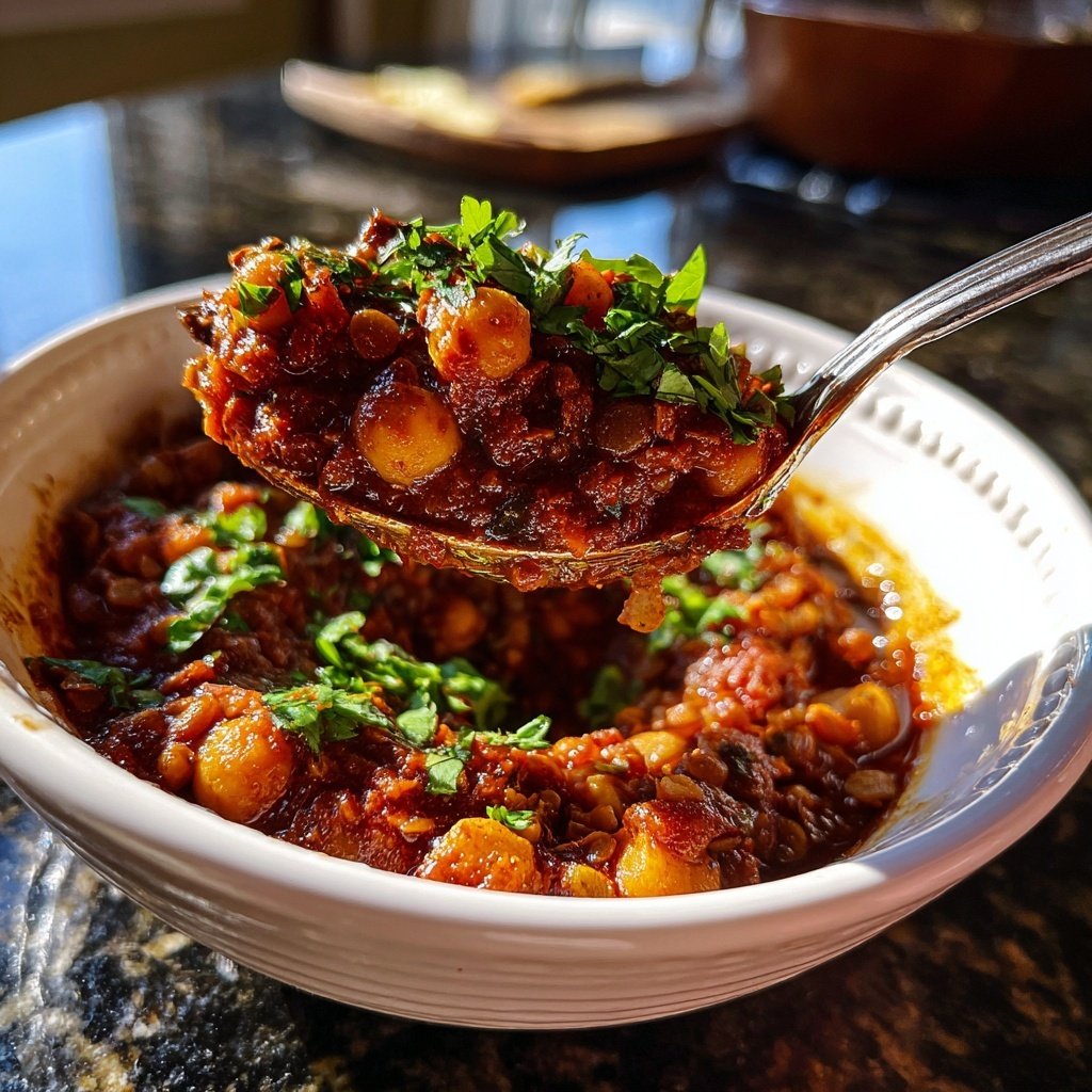 Healthy Crockpot Moroccan Lentil Chickpeas