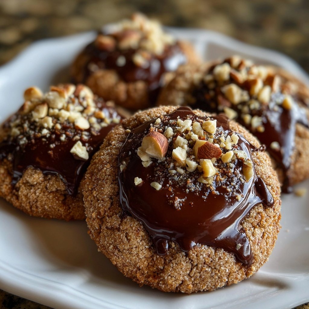 Chocolate Hazelnut Thumbprint Cookies