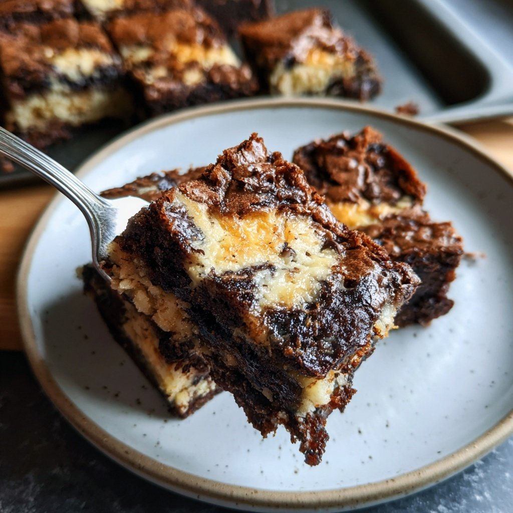 Cottage Cheese Brownies with Blueberry Swirl