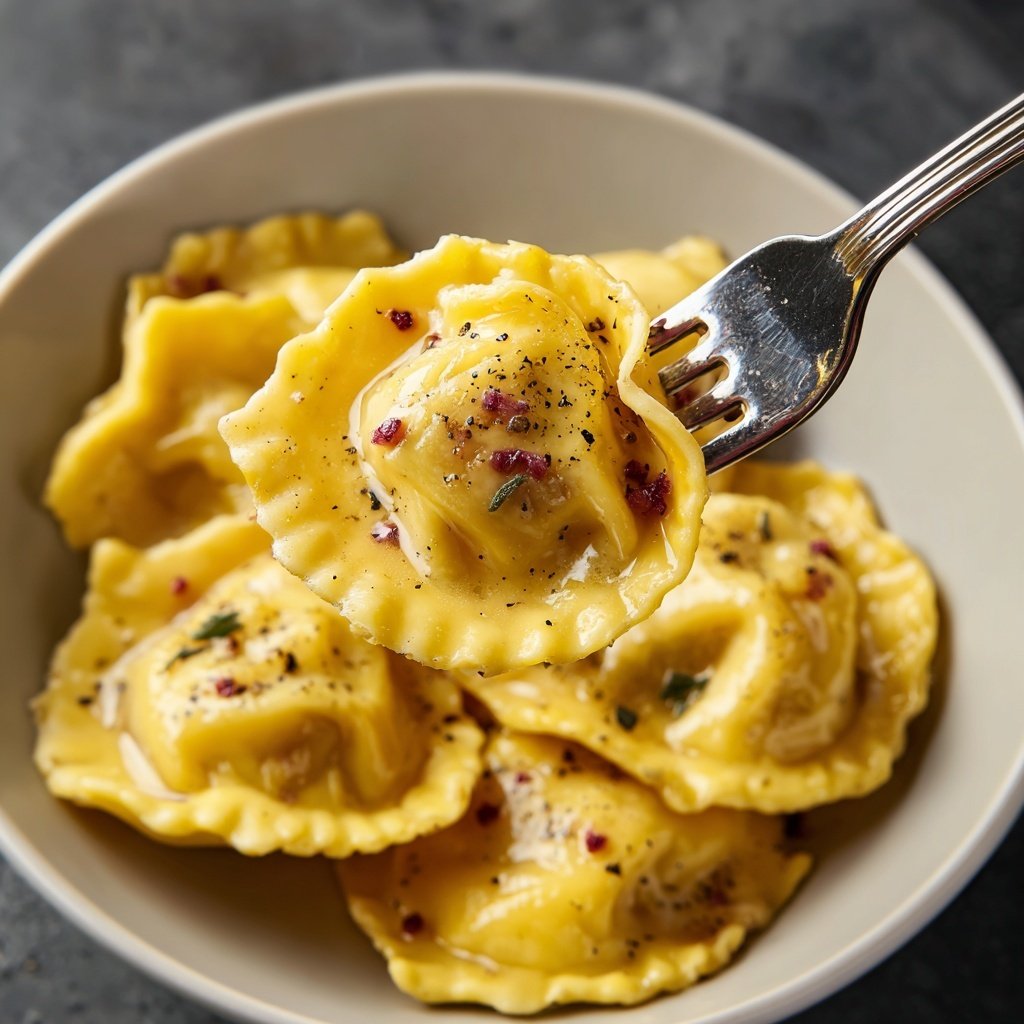 Pink Beet Ravioli in Butter Sage Sauce