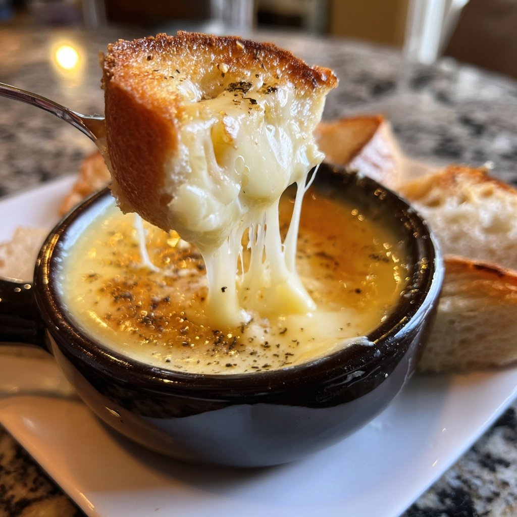 Fondue with Swiss Cheese and Garlic