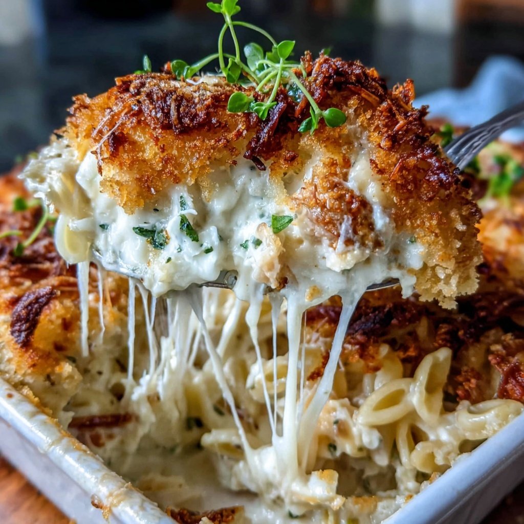 Creamy Garlic Chicken Pasta Bake